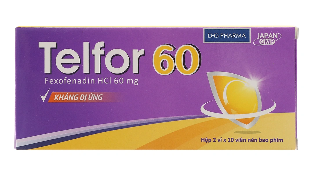 Telfor 60mg trị các triệu chứng viêm mũi dị ứng, mày đay (2 vỉ x 10 viên) - 1