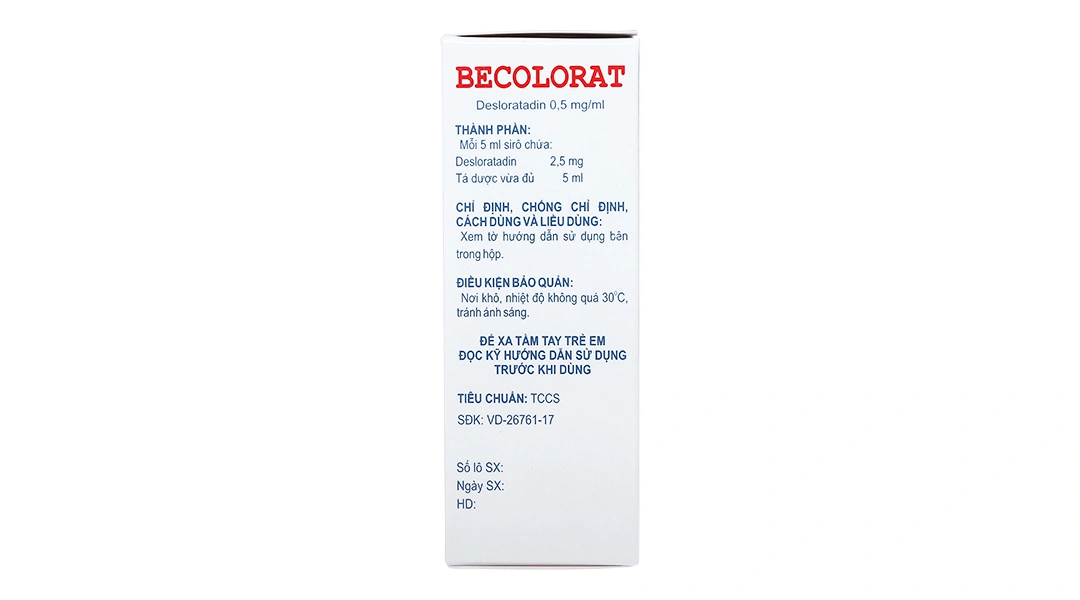 Siro Becolorat 0,5mg/ml giảm nhanh các triệu chứng viêm mũi dị ứng (20 gói x 5ml) - 2
