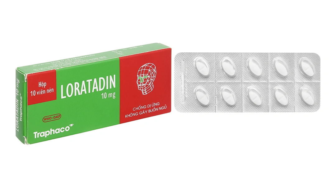 Loratadin 10mg Traphaco trị viêm mũi dị ứng, mày đay (1 vỉ x 10 viên) - 