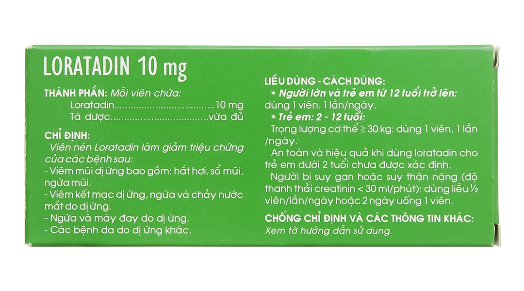 Loratadin 10mg Traphaco trị viêm mũi dị ứng, mày đay (1 vỉ x 10 viên) - 1