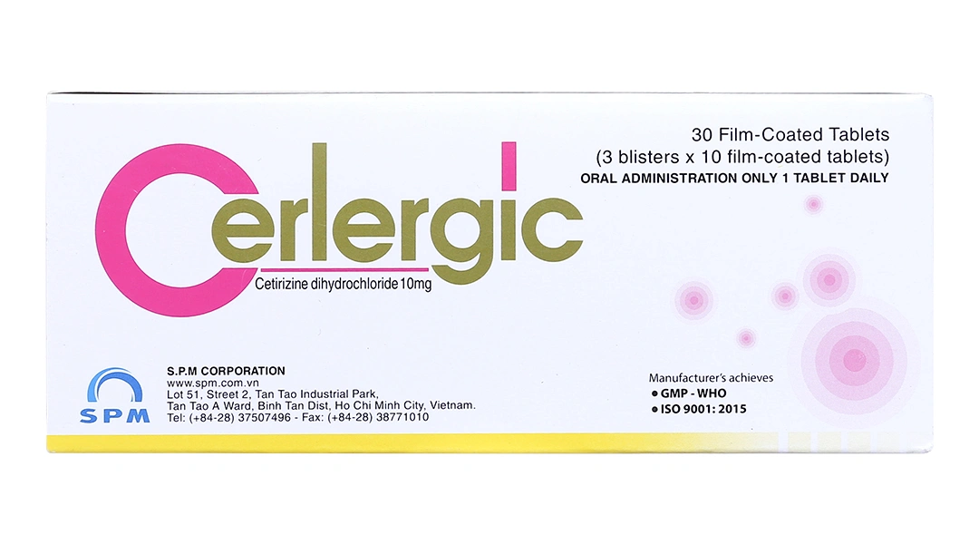 Cerlergic 10mg trị viêm mũi dị ứng, mày đay (3 vỉ x 10 viên) - 1