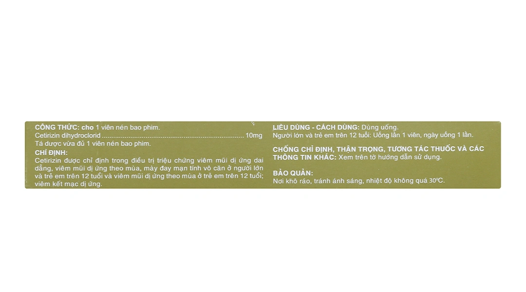 Cerlergic 10mg trị viêm mũi dị ứng, mày đay (3 vỉ x 10 viên) - 2