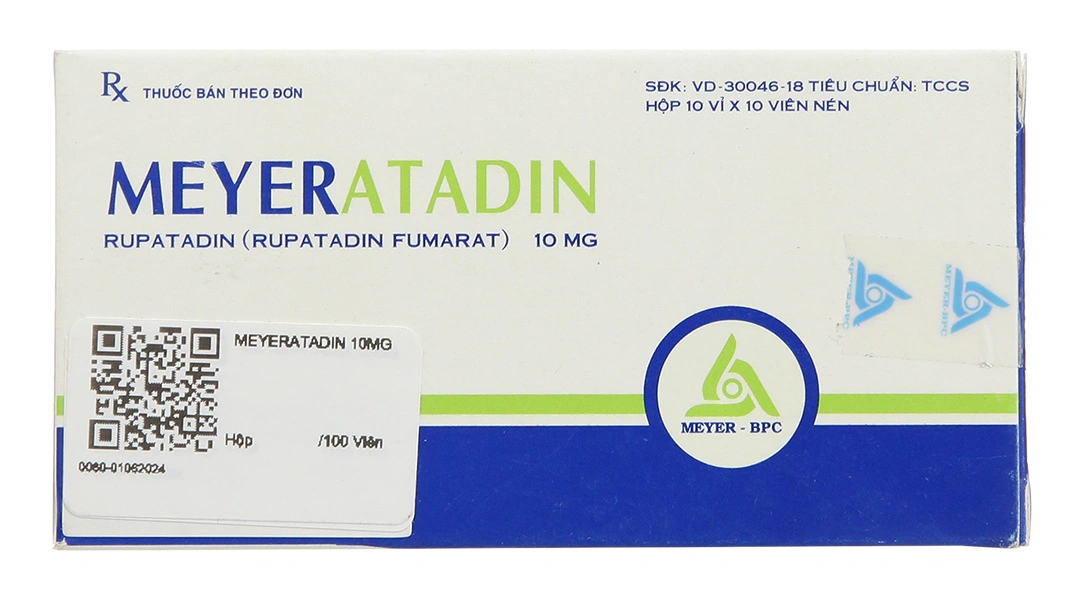 Meyeratadin 10mg trị viêm mũi dị ứng, mày đay (10 vỉ x 10 viên) - 1