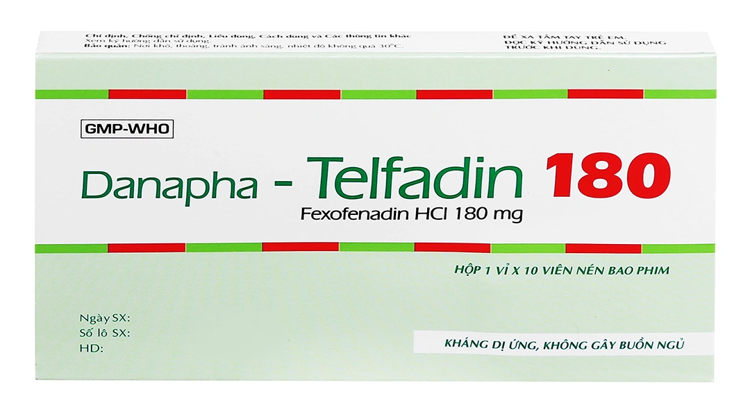 Danapha - Telfadin 180 trị viêm mũi dị ứng, mày đay (1 vỉ x 10 viên) - 1