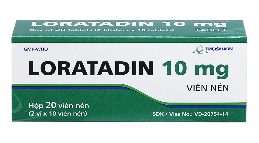 Loratadin 10mg Imexpharm trị viêm mũi dị ứng, mày đay (2 vỉ x 10 viên) - 1