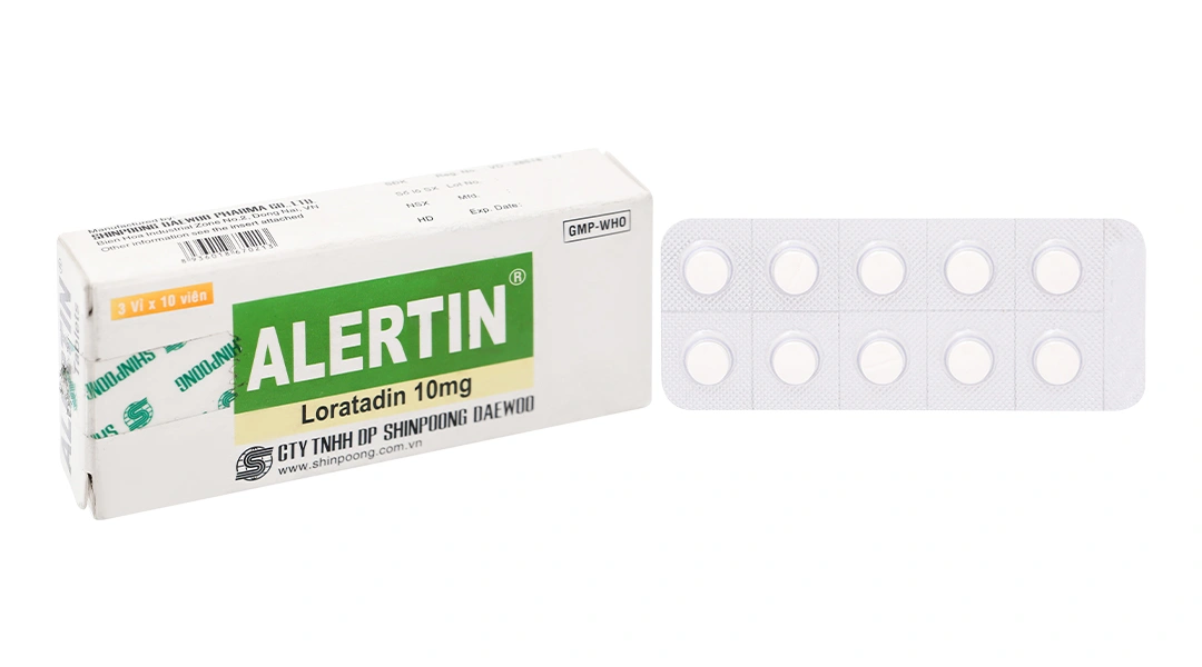 Alertin 10mg trị viêm mũi dị ứng, nổi mề đay, ngứa (3 vỉ x 10 viên) - 