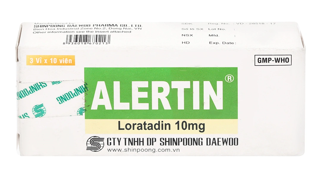 Alertin 10mg trị viêm mũi dị ứng, nổi mề đay, ngứa (3 vỉ x 10 viên) - 1