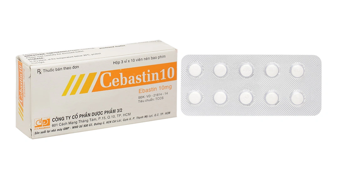 Cebastin 10 trị viêm mũi dị ứng, mề đay (3 vỉ x 10 viên) - 