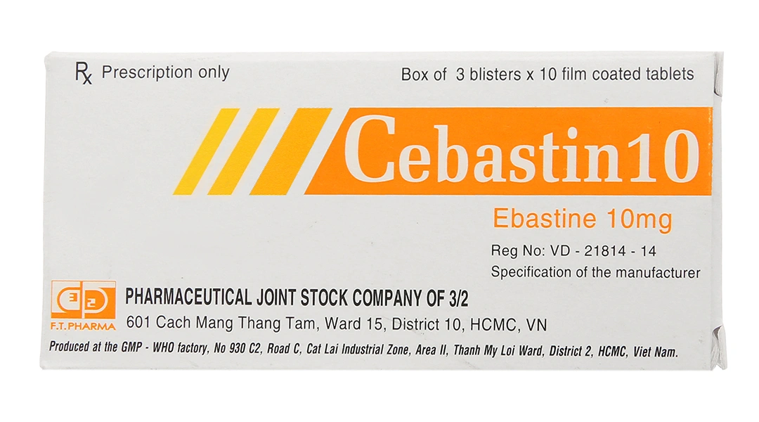 Cebastin 10 trị viêm mũi dị ứng, mề đay (3 vỉ x 10 viên) - 2