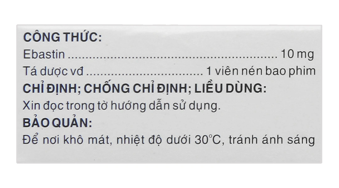 Cebastin 10 trị viêm mũi dị ứng, mề đay (3 vỉ x 10 viên) - 4