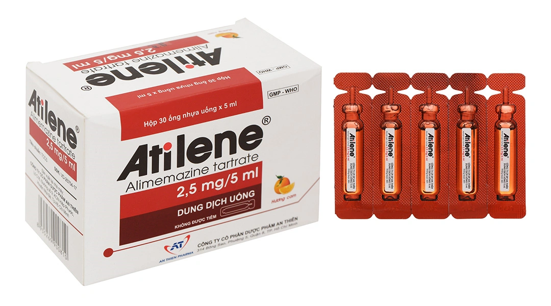 Dung dịch uống Atilene 2.5mg/5ml trị triệu chứng các biểu hiện dị ứng (30 ống x 5ml) - 