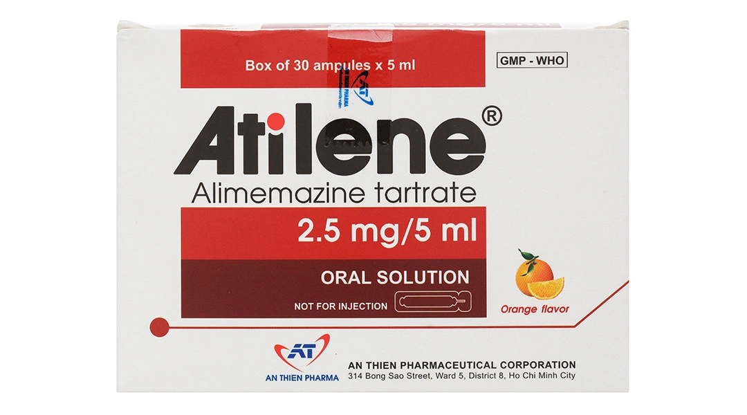 Dung dịch uống Atilene 2.5mg/5ml trị triệu chứng các biểu hiện dị ứng (30 ống x 5ml) - 1
