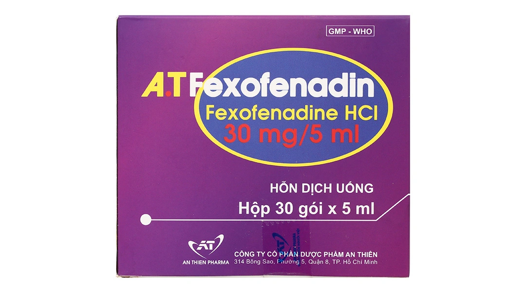 Hỗn dịch uống A.T Fexofenadin 30mg/5ml trị viêm mũi dị ứng, mày đay (30 gói x 5ml) - 3