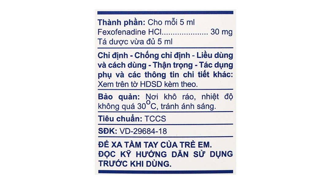 Hỗn dịch uống A.T Fexofenadin 30mg/5ml trị viêm mũi dị ứng, mày đay (30 gói x 5ml) - 6
