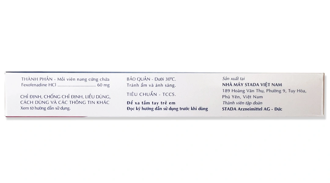 Fexofenadine Stada 60mg trị triệu chứng viêm mũi dị ứng, mày đay (1 vỉ x 10 viên) - 1