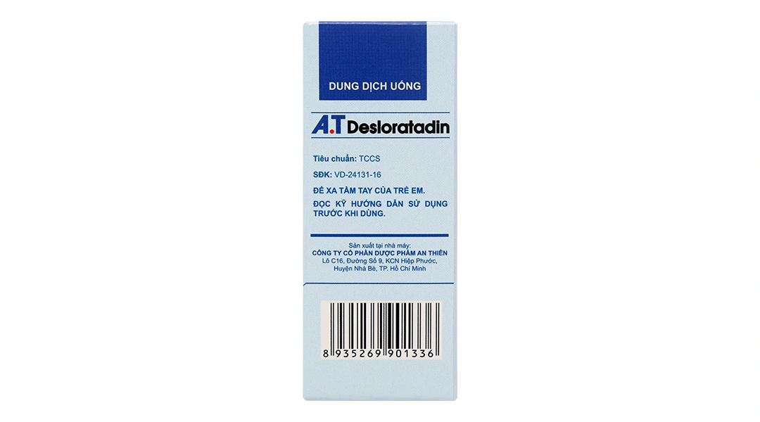 Dung dịch uống A.T Desloratadin 2.5mg/5ml trị viêm mũi dị ứng, mề đay chai 60ml - 2