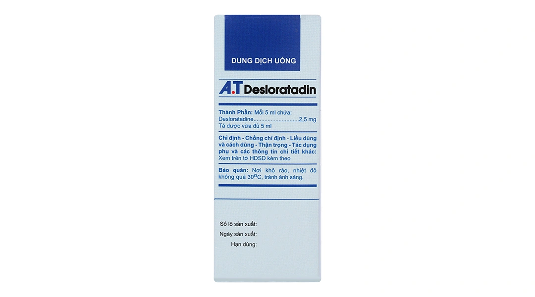 Dung dịch uống A.T Desloratadin 2.5mg/5ml trị viêm mũi dị ứng, mề đay chai 60ml - 3