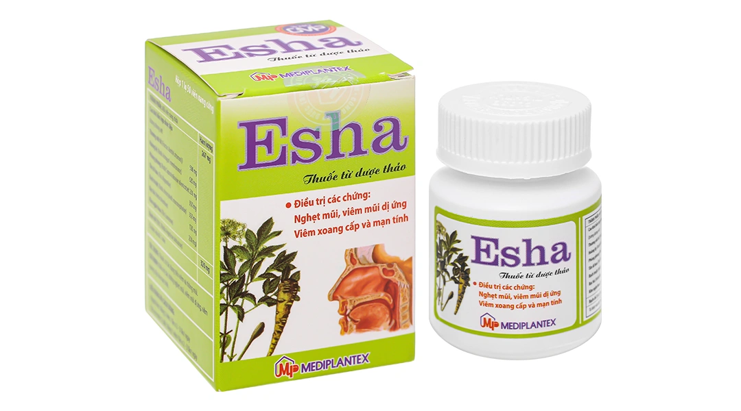 Esha trị viêm xoang, viêm mũi dị ứng lọ 50 viên - 