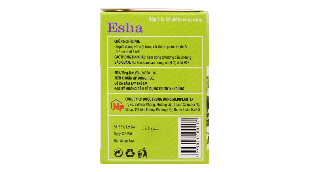 Esha trị viêm xoang, viêm mũi dị ứng lọ 50 viên - 2