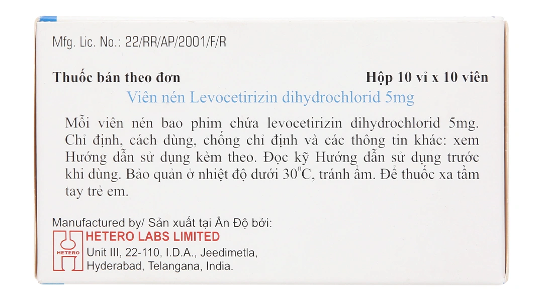 Lazine 5mg trị viêm mũi dị ứng, mề đay (10 vỉ x 10 viên) - 1