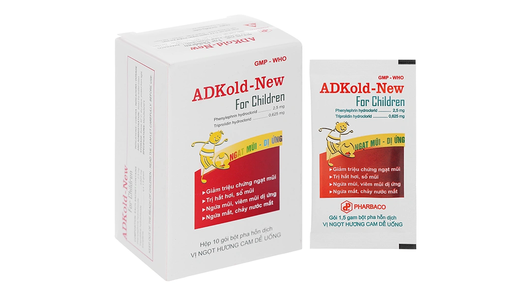 Bột pha hỗn dịch uống Adkold-New For Children giảm triệu chứng viêm mũi (10 gói x 1.5g) - 