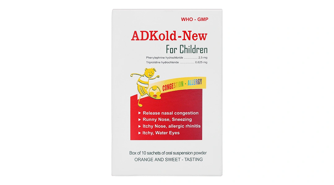 Bột pha hỗn dịch uống Adkold-New For Children giảm triệu chứng viêm mũi (10 gói x 1.5g) - 1