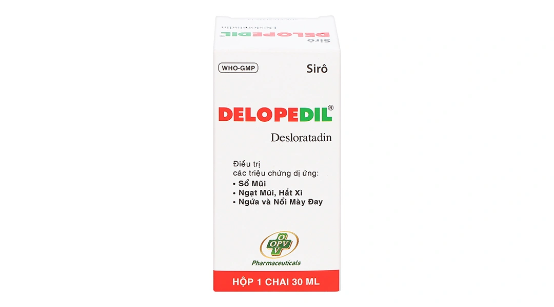 Sirô Delopedil trị sổ mũi, hắt hơi, phát ban, mày đay chai 30ml - 1