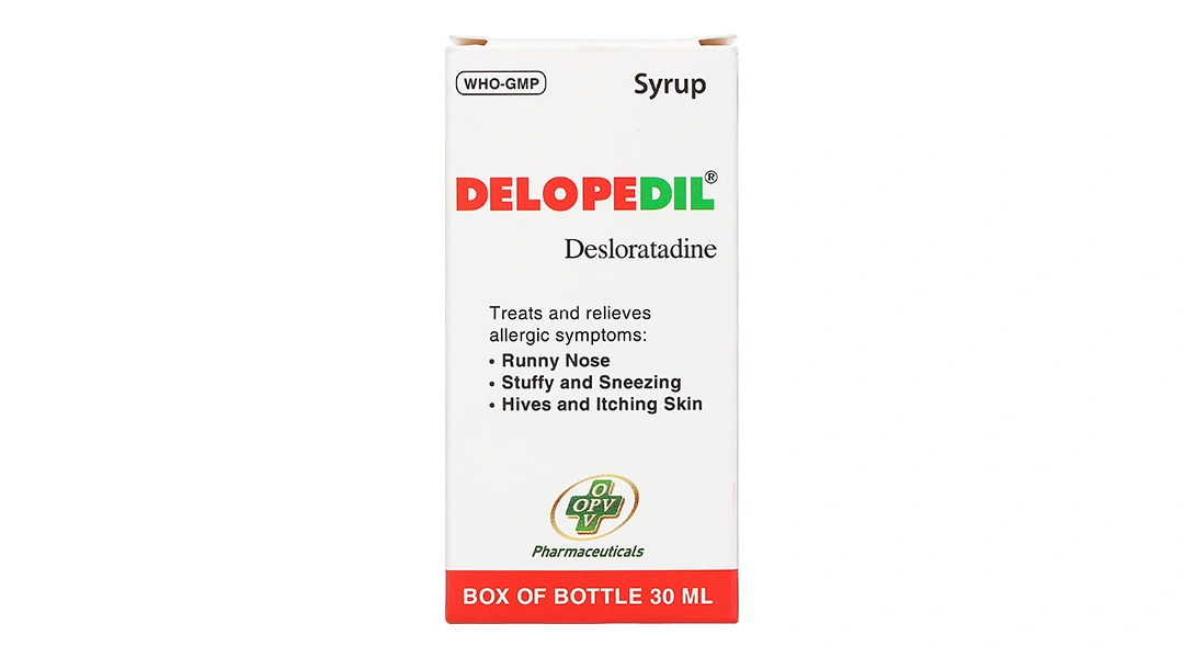 Sirô Delopedil trị sổ mũi, hắt hơi, phát ban, mày đay chai 30ml - 2