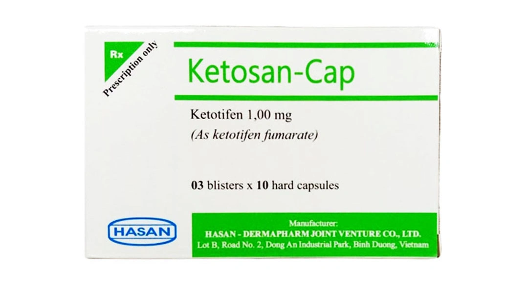 Ketosan-Cap 1mg phòng ngừa hen phế quản, điều trị viêm mũi dị ứng (3 vỉ x 10 viên) - 