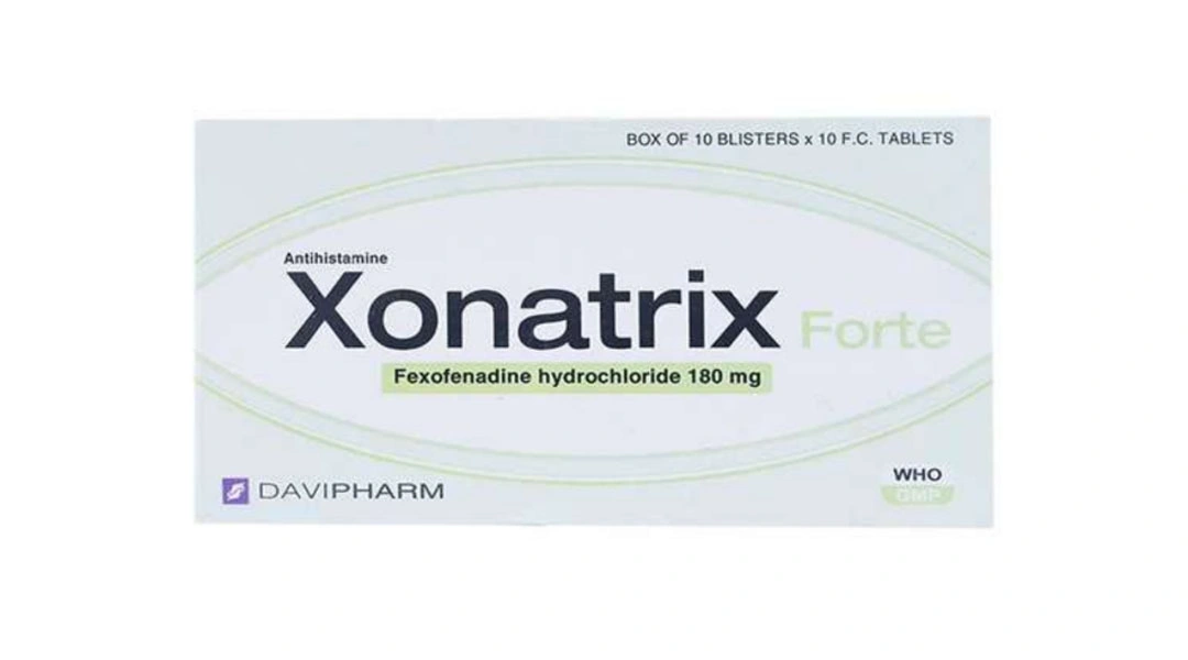 Xonatrix Forte 180mg điều trị triệu chứng viêm mũi dị ứng theo mùa (10 vỉ x 10 viên) - 
