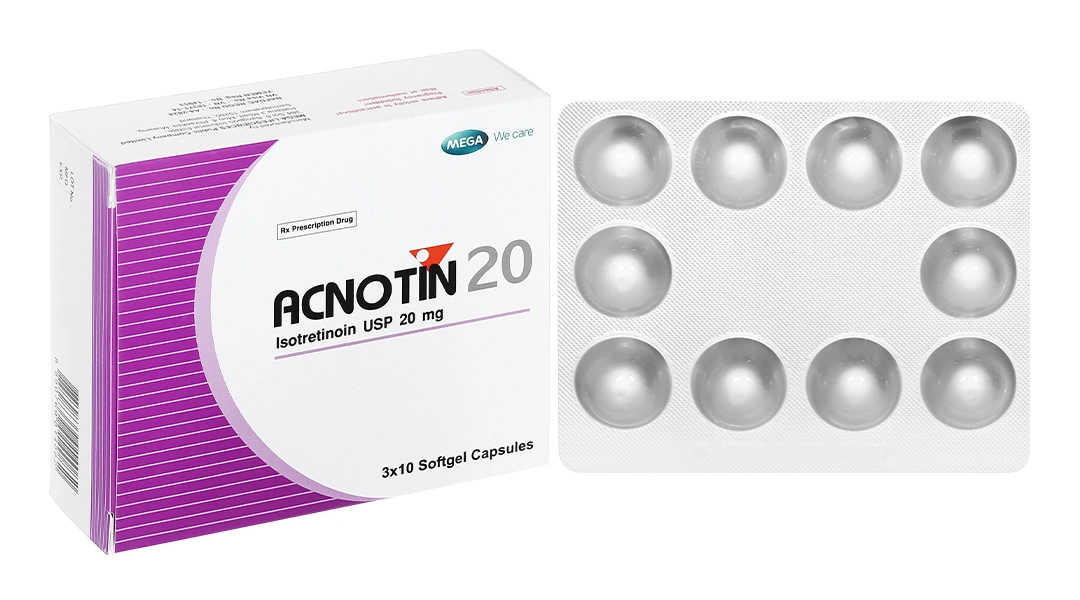 Acnotin 20 trị mụn trứng cá (3 vỉ x 10 viên) - 