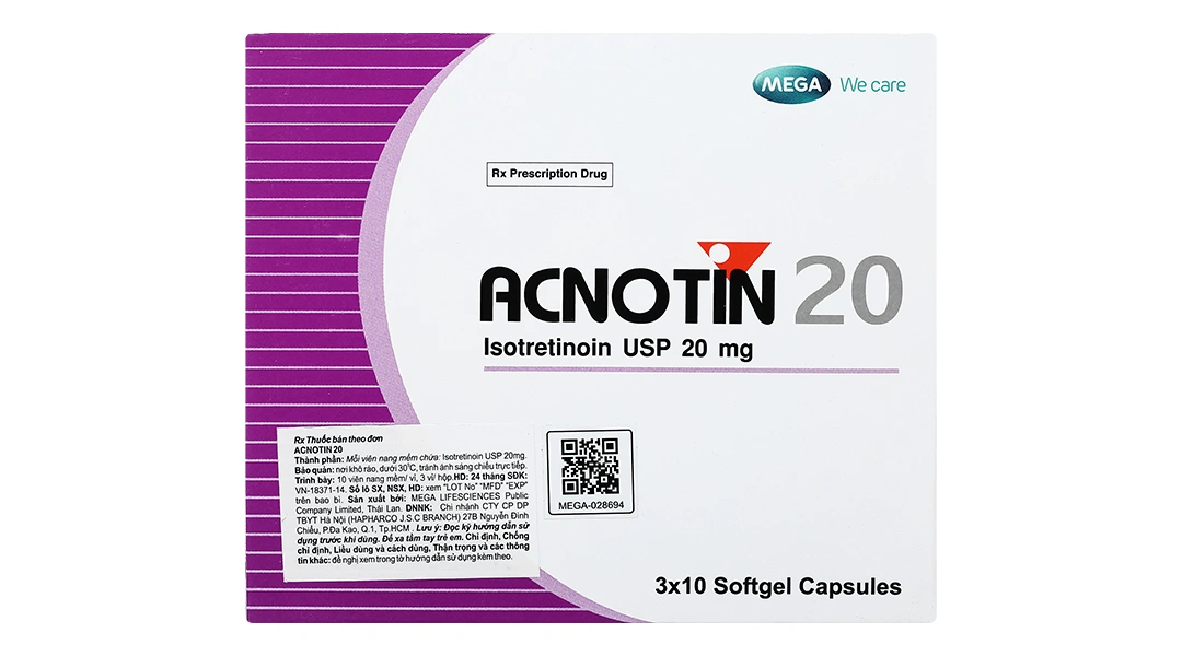 Acnotin 20 trị mụn trứng cá (3 vỉ x 10 viên) - 1