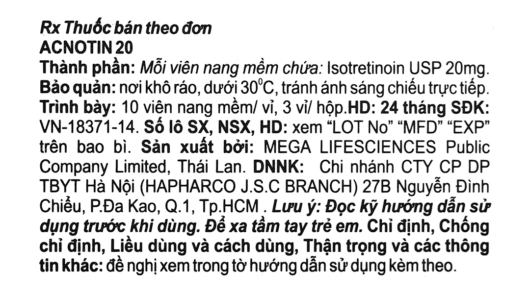 Acnotin 20 trị mụn trứng cá (3 vỉ x 10 viên) - 4