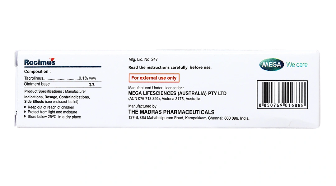 Thuốc mỡ bôi da Rocimus 0.1% trị chàm thể tạng tuýp 10g - 3