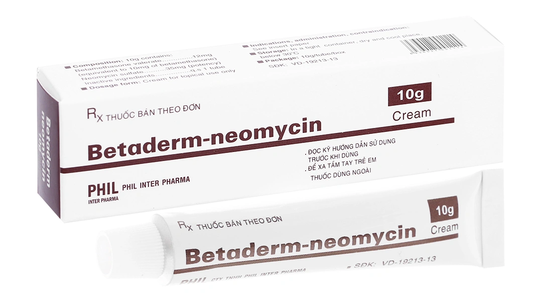 Kem bôi Betaderm-neomycin điều trị viêm da do dị ứng, do nhiễm trùng tuýp 10g - 