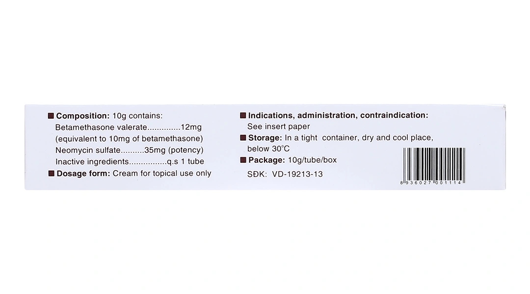 Kem bôi Betaderm-neomycin điều trị viêm da do dị ứng, do nhiễm trùng tuýp 10g - 2