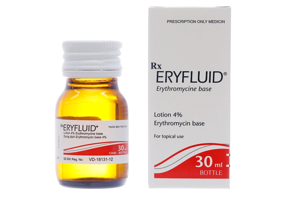 Dung dịch bôi Eryfluid 4% trị mụn trứng cá chai 30ml - 