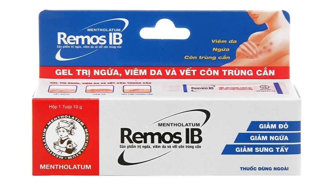 Gel Remos IB trị ngứa, vết côn trùng cắn, chàm, viêm da tuýp 10g - 1