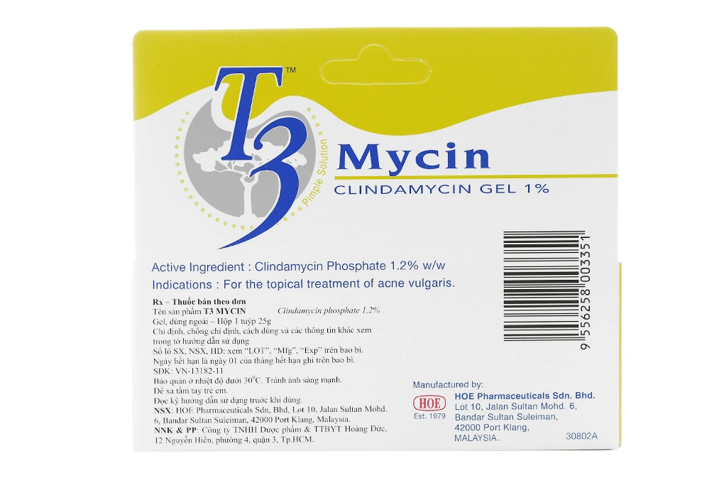 Gel bôi T3 Mycin 1% trị mụn trứng cá tuýp 25g - 2