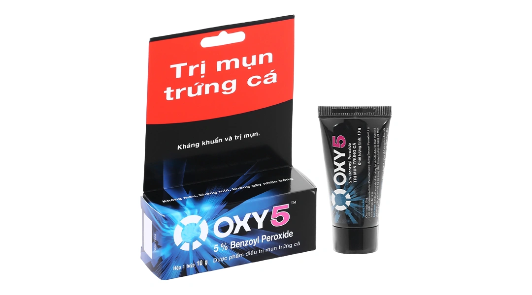 Kem bôi Oxy 5 hỗ trợ điều trị mụn bọc, mụn trứng cá tuýp 10g - 