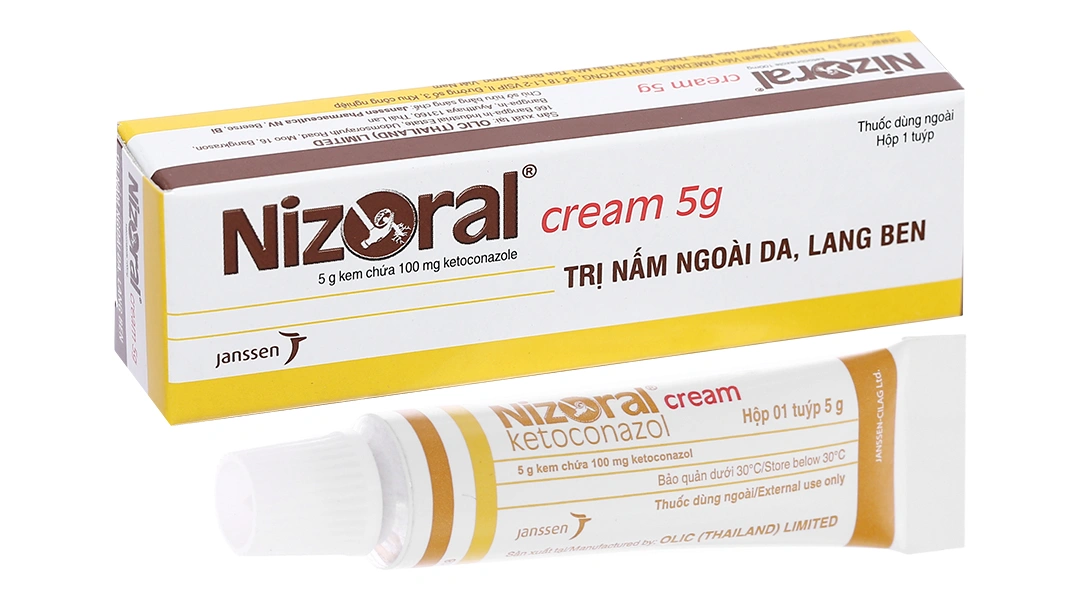Kem bôi Nizoral Cream trị nhiễm nấm ngoài da, viêm da tiết bã tuýp 5g - 