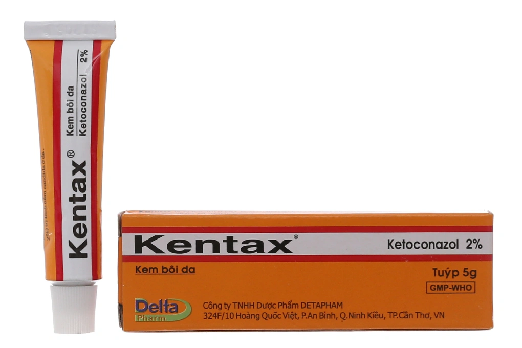 Kem bôi Kentax 2% trị lác, lang ben, lác biếng, nấm kẽ, nấm móng tuýp 5g - 