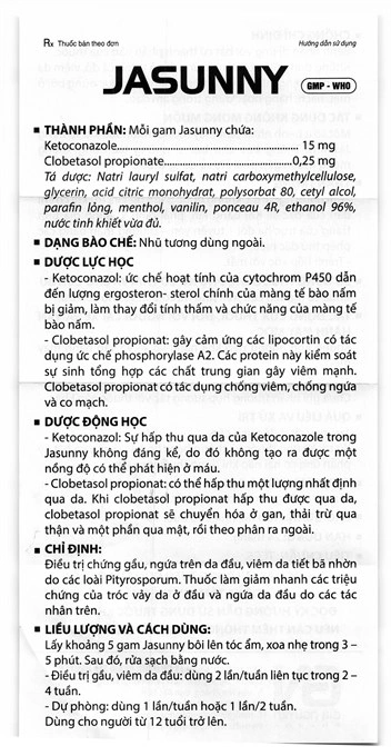 Nhũ tương dùng ngoài Jasunny trị gàu, viêm da tiết bã nhờn tuýp 50g - 5