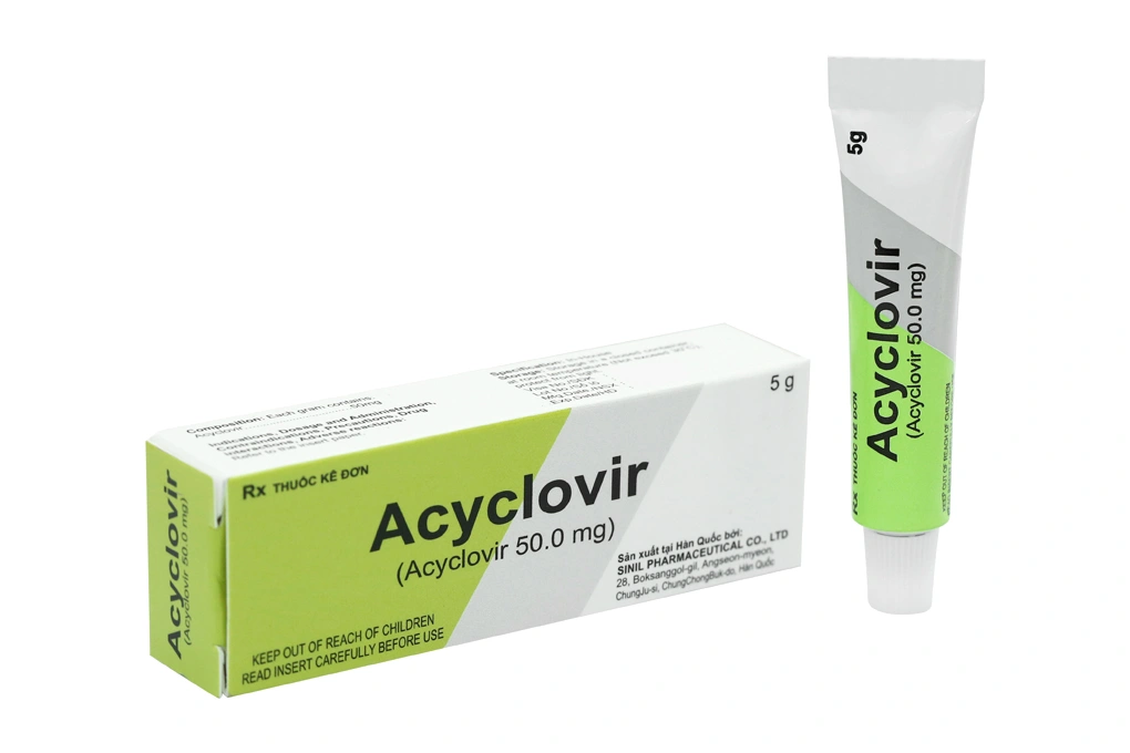 Kem bôi Acyclovir Sinil trị nhiễm virus Herpes simplex da tuýp 5g - 