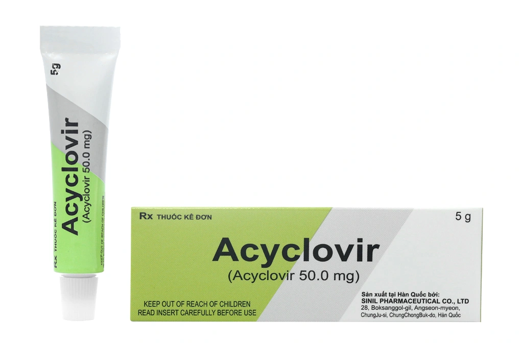 Kem bôi Acyclovir Sinil trị nhiễm virus Herpes simplex da tuýp 5g - 1