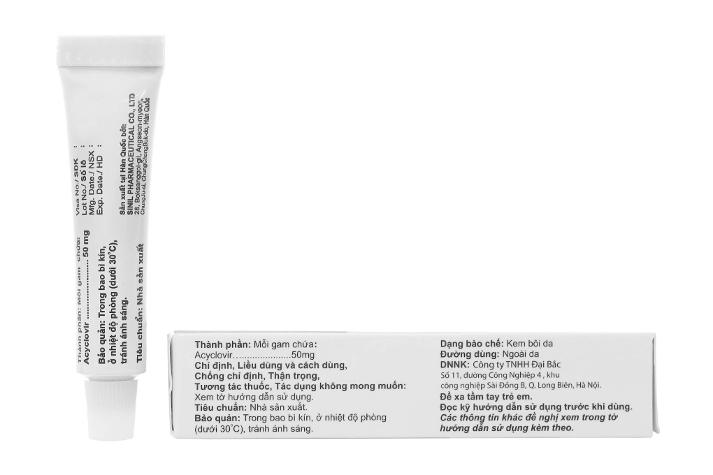 Kem bôi Acyclovir Sinil trị nhiễm virus Herpes simplex da tuýp 5g - 2