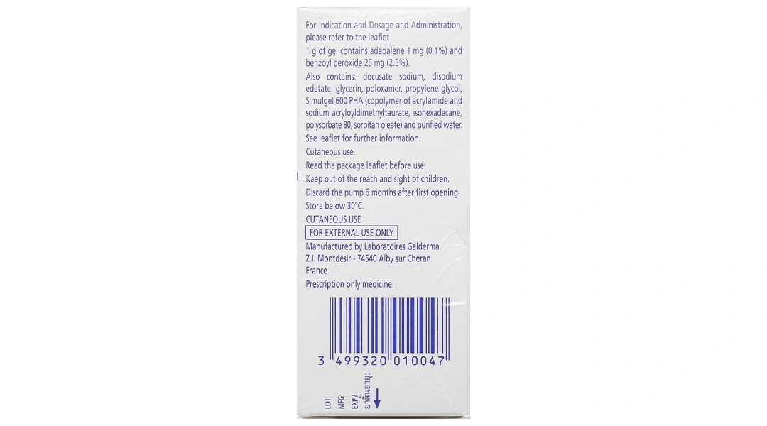 Epiduo 0.1%/2.5% Gel trị mụn trứng cá chai 15g - 3