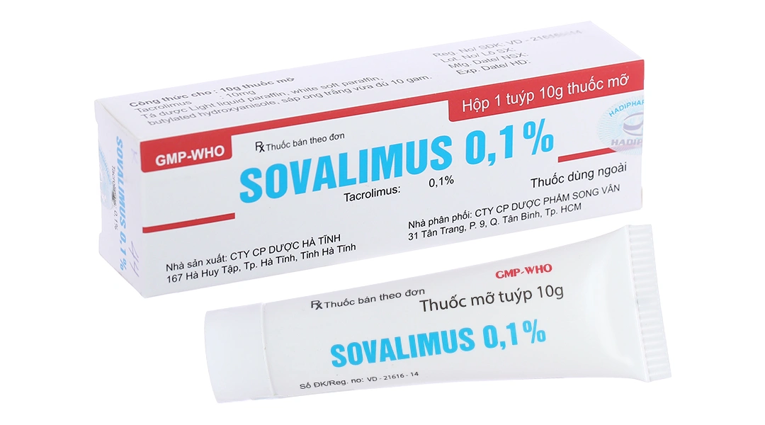 Thuốc mỡ bôi da Sovalimus 0.1% trị chàm thể tạng tuýp 10g - 