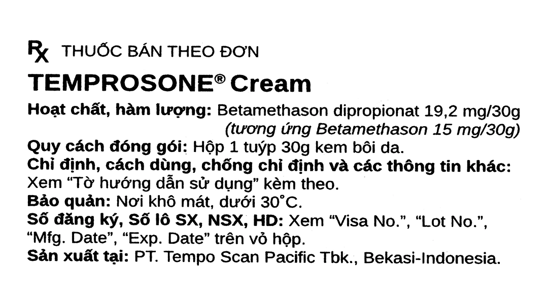 Kem bôi Temprosone Cream 0.05% trị viêm da tuýp 30g - 5
