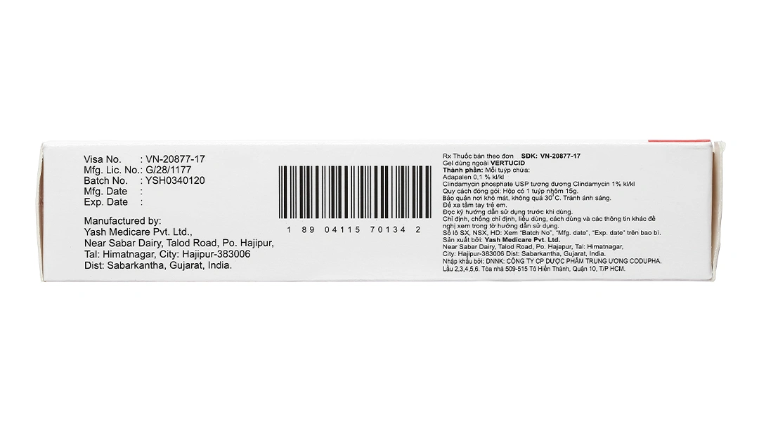 Vertucid Gel trị mụn trứng cá tuýp 15g - 4